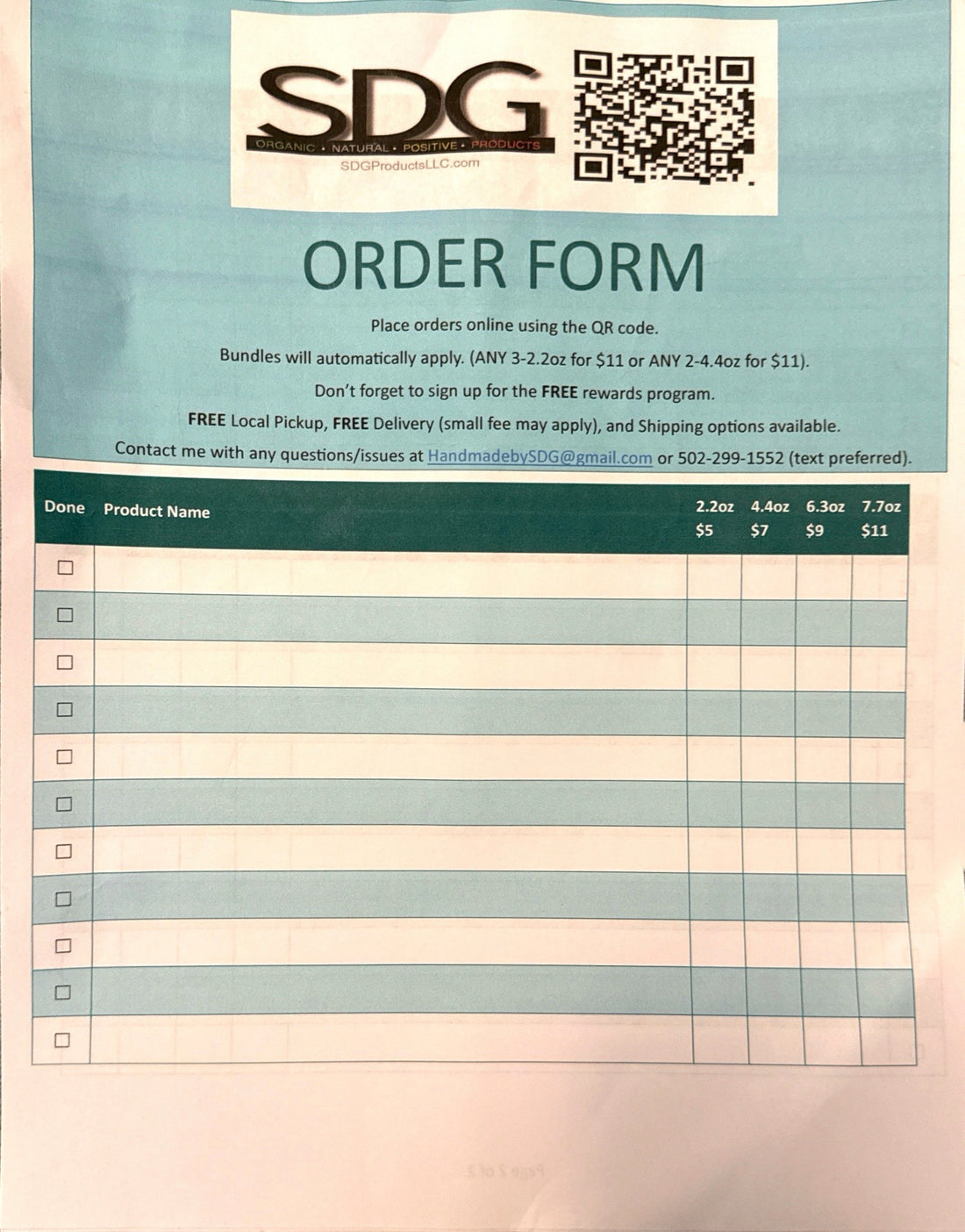 New Order Forms Available Now
